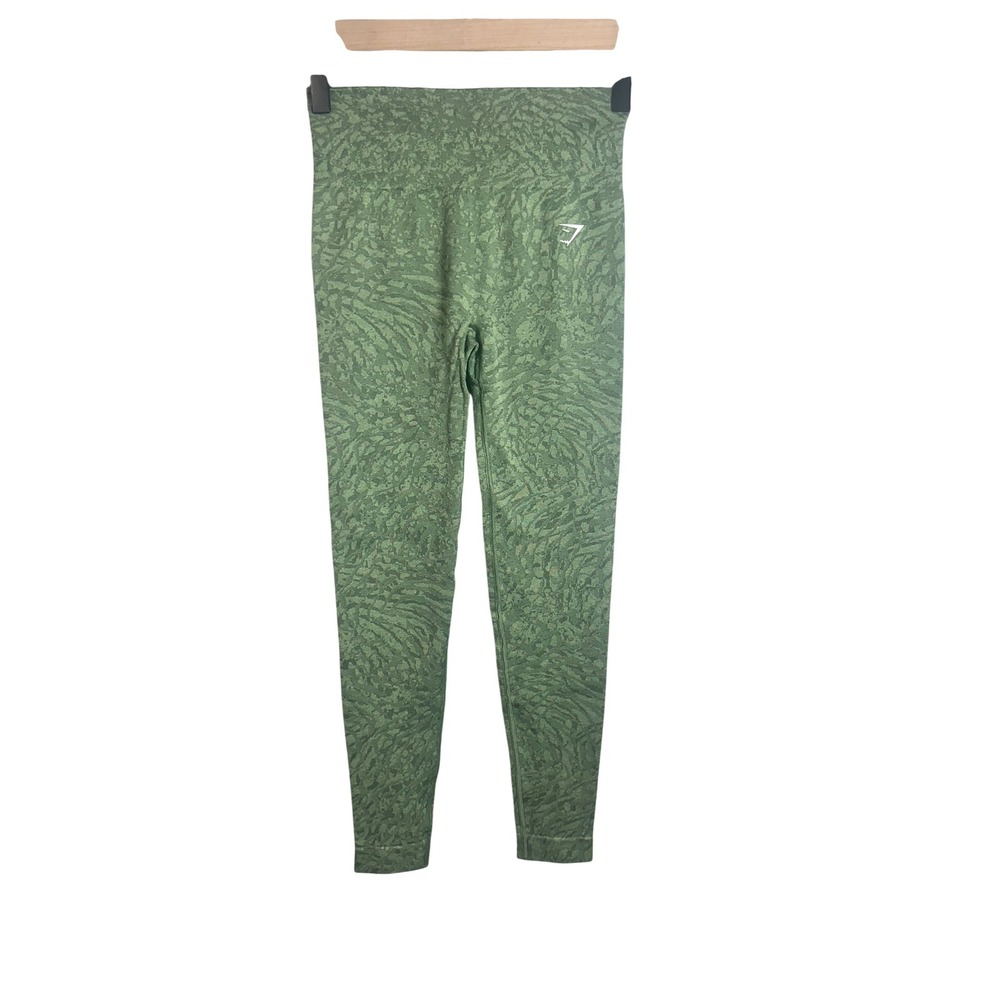 Gymshark Adapt Animal Seamless Leggings Sage Green High Rise Ruched Bum Small